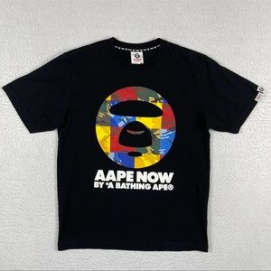 Bape Shirt Mens Small Black AAPE Now By‎ A Bathing Ape Streetwear Skate Tee